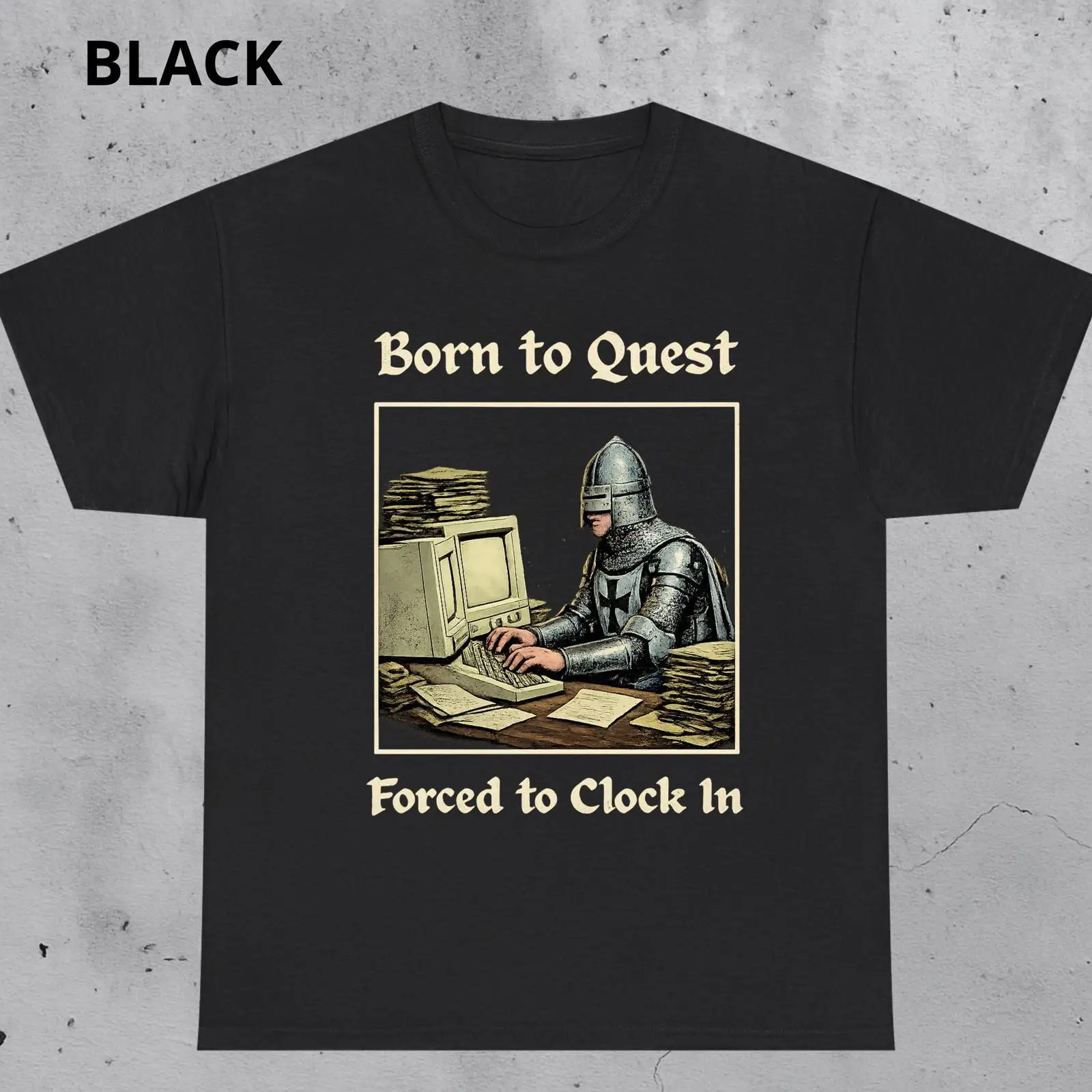 Office Quest - Camiseta Born to Quest Forced Clock